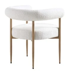 Fulbourn White Boucle Dining Chair – Modern Wrap-Around Design with Natural Wood Effect Legs -Daals Store DCH 2162 WHITE BOUCLE NAT WB4