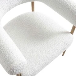 Fulbourn White Boucle Dining Chair – Modern Wrap-Around Design with Natural Wood Effect Legs -Daals Store DCH 2162 WHITE BOUCLE NAT detail1