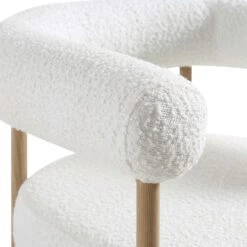 Fulbourn White Boucle Dining Chair – Modern Wrap-Around Design with Natural Wood Effect Legs -Daals Store DCH 2162 WHITE BOUCLE NAT detail2