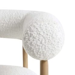 Fulbourn White Boucle Dining Chair – Modern Wrap-Around Design with Natural Wood Effect Legs -Daals Store DCH 2162 WHITE BOUCLE NAT detail3