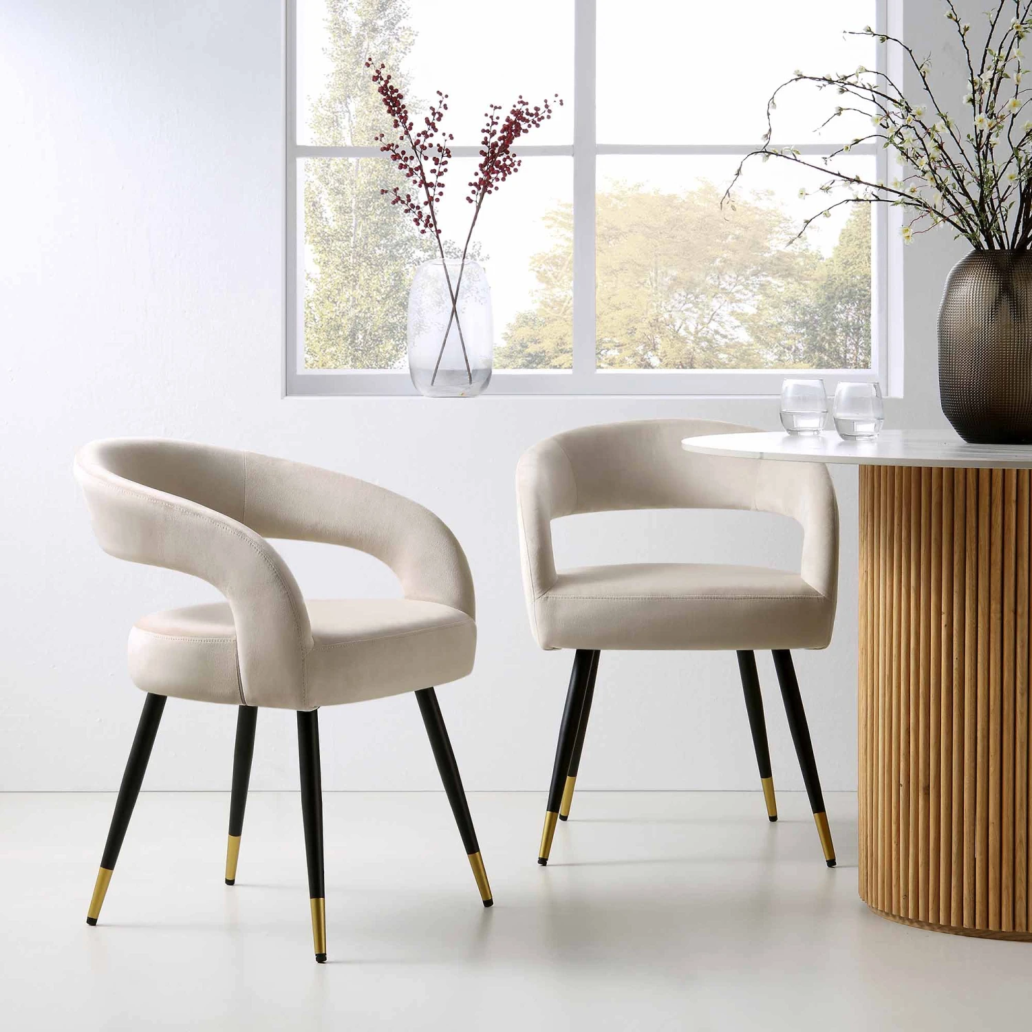 Laurel Wave Champagne Velvet Set Of 2 Dining Chairs 2 Laurel Wave Champagne Velvet Set Of 2 Dining Chairs - Image 2
