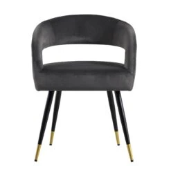 Laurel Wave Charcoal Velvet Dining Chairs with Gold Tipped Legs - Set of 2 14 Laurel Wave Charcoal Velvet Dining Chairs with Gold Tipped Legs - Set of 2 -Daals Store DCH 2172 CHARCOAL VEL 2P WB2