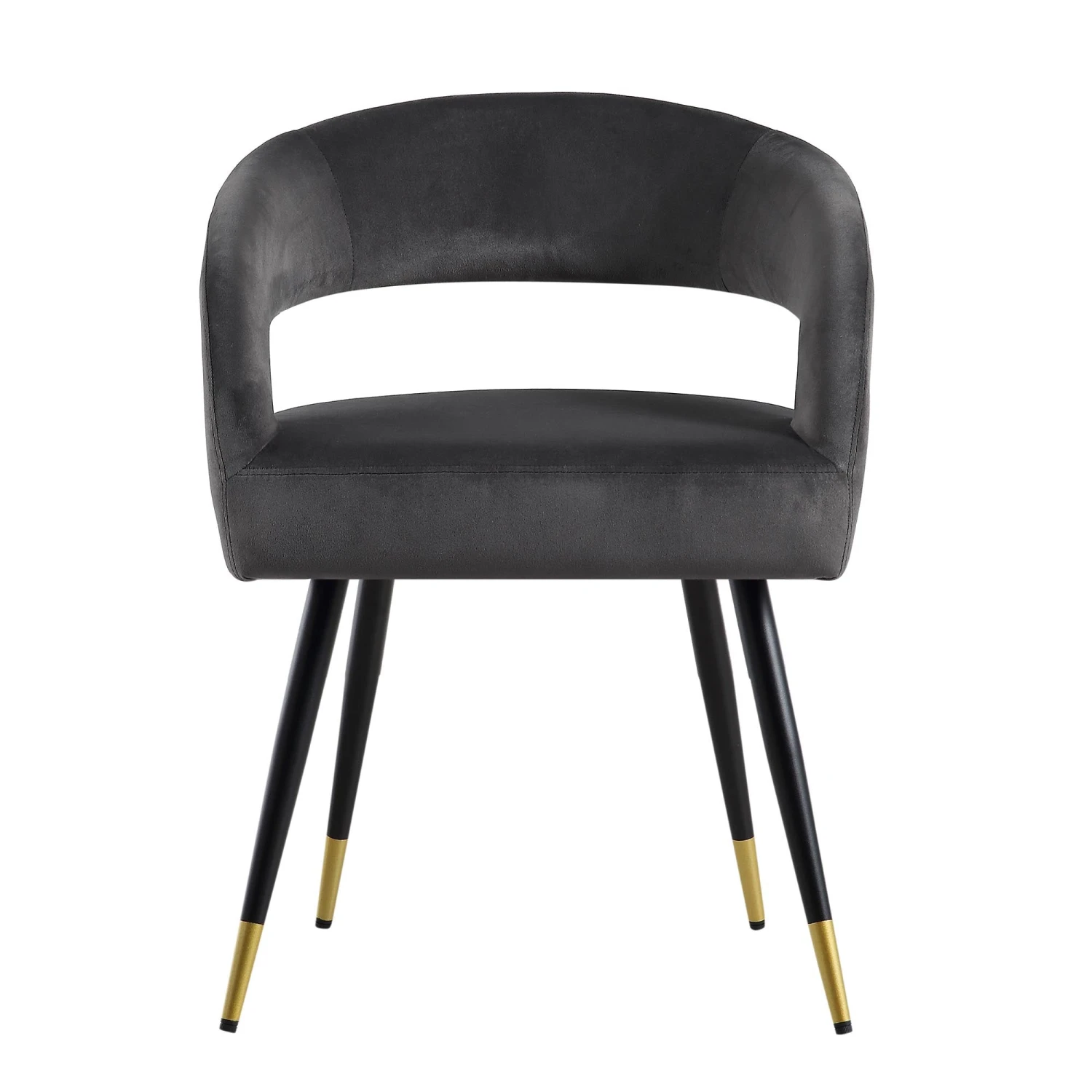 Laurel Wave Charcoal Velvet Dining Chairs with Gold Tipped Legs - Set of 2 3 Laurel Wave Charcoal Velvet Dining Chairs with Gold Tipped Legs - Set of 2 - Image 3