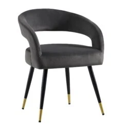 Laurel Wave Charcoal Velvet Dining Chairs with Gold Tipped Legs - Set of 2 16 Laurel Wave Charcoal Velvet Dining Chairs with Gold Tipped Legs - Set of 2 -Daals Store DCH 2172 CHARCOAL VEL 2P WB3