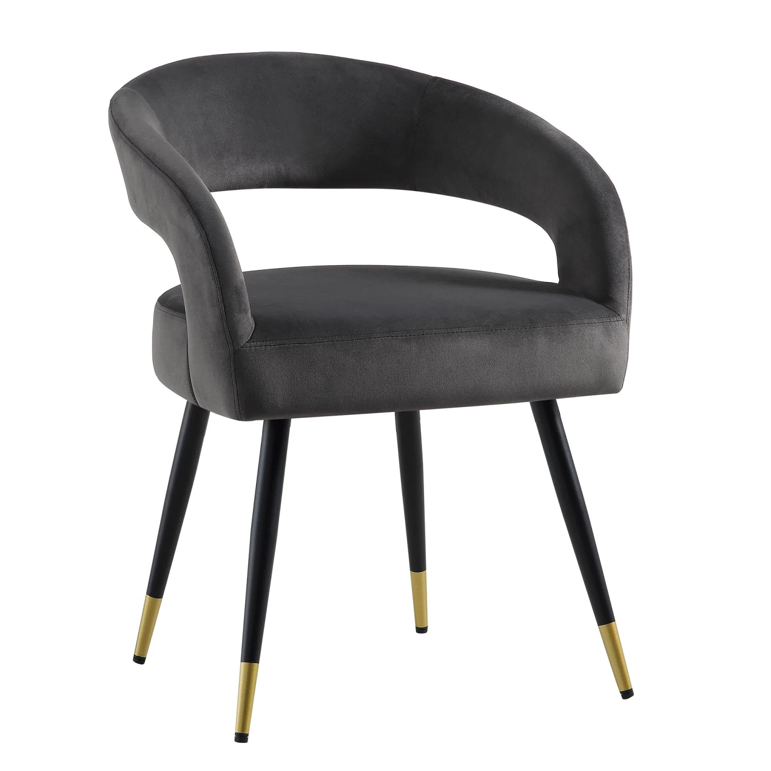 Laurel Wave Charcoal Velvet Dining Chairs with Gold Tipped Legs - Set of 2 5 Laurel Wave Charcoal Velvet Dining Chairs with Gold Tipped Legs - Set of 2 - Image 5
