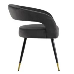 Laurel Wave Charcoal Velvet Dining Chairs with Gold Tipped Legs - Set of 2 17 Laurel Wave Charcoal Velvet Dining Chairs with Gold Tipped Legs - Set of 2 -Daals Store DCH 2172 CHARCOAL VEL 2P WB4