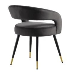 Laurel Wave Charcoal Velvet Dining Chairs with Gold Tipped Legs - Set of 2 18 Laurel Wave Charcoal Velvet Dining Chairs with Gold Tipped Legs - Set of 2 -Daals Store DCH 2172 CHARCOAL VEL 2P WB5