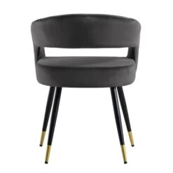 Laurel Wave Charcoal Velvet Dining Chairs with Gold Tipped Legs - Set of 2 19 Laurel Wave Charcoal Velvet Dining Chairs with Gold Tipped Legs - Set of 2 -Daals Store DCH 2172 CHARCOAL VEL 2P WB6