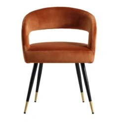 Laurel Wave Rust Velvet Curved Back Dining Chairs with Gold Tipped Legs - Set of 2 -Daals Store DCH 2172 RUST VEL 2P WB2