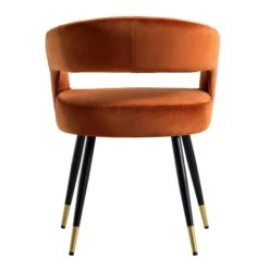 Laurel Wave Rust Velvet Curved Back Dining Chairs with Gold Tipped Legs - Set of 2 -Daals Store DCH 2172 RUST VEL 2P WB5