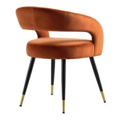 Laurel Wave Rust Velvet Curved Back Dining Chairs with Gold Tipped Legs - Set of 2 -Daals Store DCH 2172 RUST VEL 2P WB6
