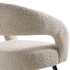 Laurel Wave Light Taupe Bouclé Dining Chairs - Set of 2 Modern Cut-Out Back Chairs with Gold Tipped Legs -Daals Store DCH 2172 TAUPE BOUCLE 2P detail2