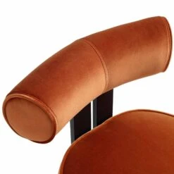 Ophelia Rust Velvet Dining Chair – Matte Black Metal Frame Armless Modern Seating -Daals Store DCH 2187 RUST VEL detail1