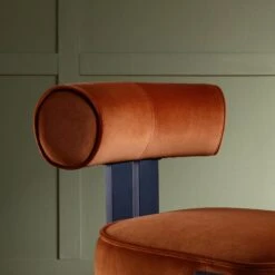 Ophelia Rust Velvet Dining Chair – Matte Black Metal Frame Armless Modern Seating -Daals Store DCH 2187 RUST VEL scene2