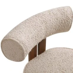 Ophelia Taupe Bouclé Dining Chair – Walnut Wood Effect Frame & Curved Back Armless Chair -Daals Store DCH 2187 TAUPE BOU detail1