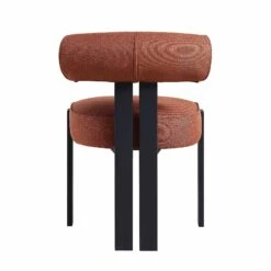 Ophelia Terracotta Velvet-Touch Fabric Dining Chair – Matte Black Frame Armless Modern Seat -Daals Store DCH 2187 TERRA FAB BLACK WB4