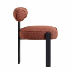 Ophelia Terracotta Velvet-Touch Fabric Dining Chair – Matte Black Frame Armless Modern Seat -Daals Store DCH 2187 TERRA FAB BLACK WB5
