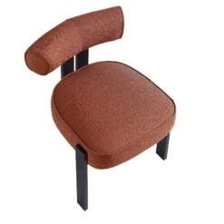 Ophelia Terracotta Velvet-Touch Fabric Dining Chair – Matte Black Frame Armless Modern Seat -Daals Store DCH 2187 TERRA FAB BLACK WB7