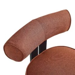 Ophelia Terracotta Velvet-Touch Fabric Dining Chair – Matte Black Frame Armless Modern Seat -Daals Store DCH 2187 TERRA FAB BLACK detail1