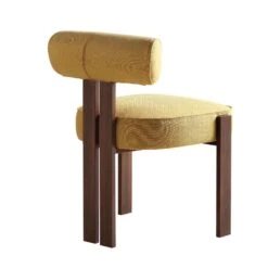 Ophelia Honey Gold Yellow Fabric - Velvet Touch Walnut Metal Frame Curved Dining Chair 21 Ophelia Honey Gold Yellow Fabric - Velvet Touch Walnut Metal Frame Curved Dining Chair -Daals Store DCH 2187 YELLOW FAB WALN WB3