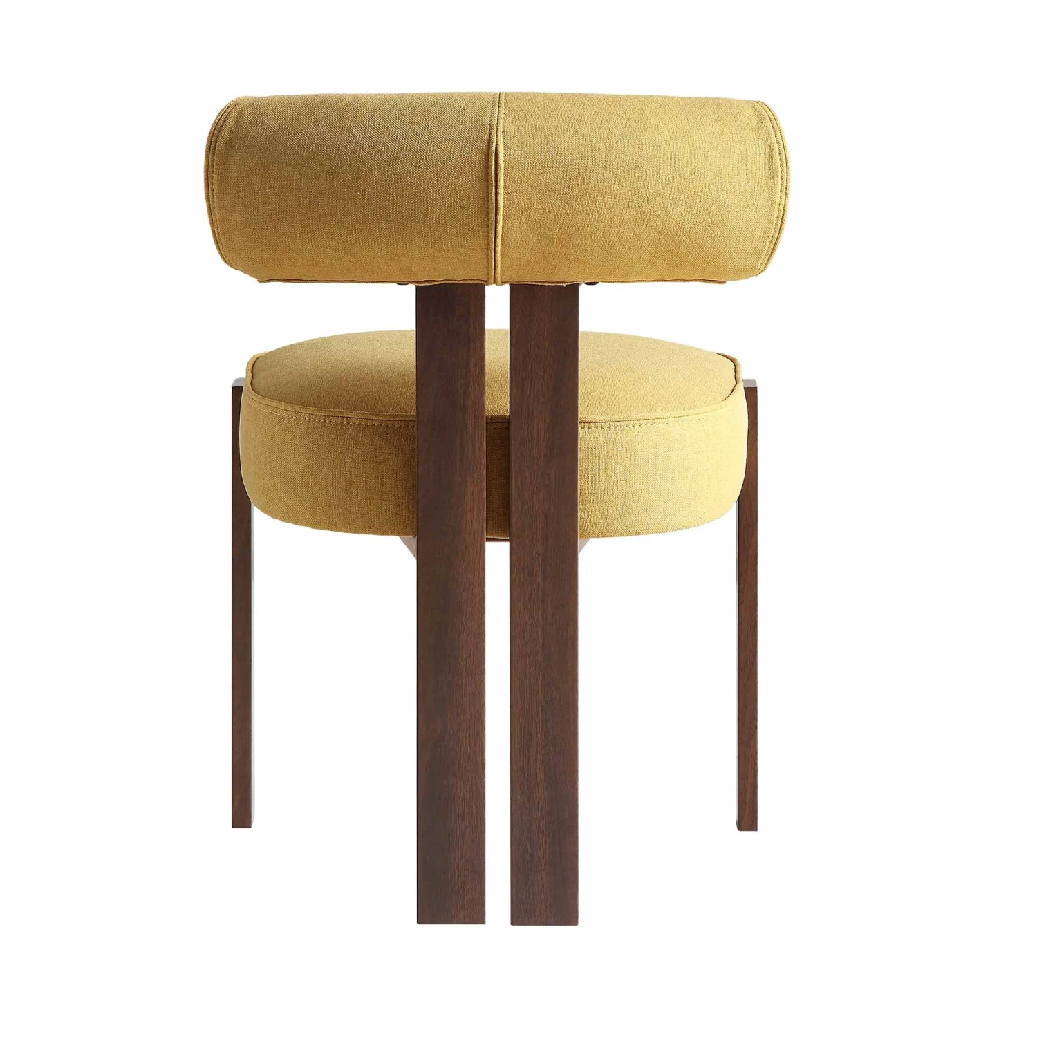 Ophelia Honey Gold Yellow Fabric - Velvet Touch Walnut Metal Frame Curved Dining Chair 9 Ophelia Honey Gold Yellow Fabric - Velvet Touch Walnut Metal Frame Curved Dining Chair - Image 9