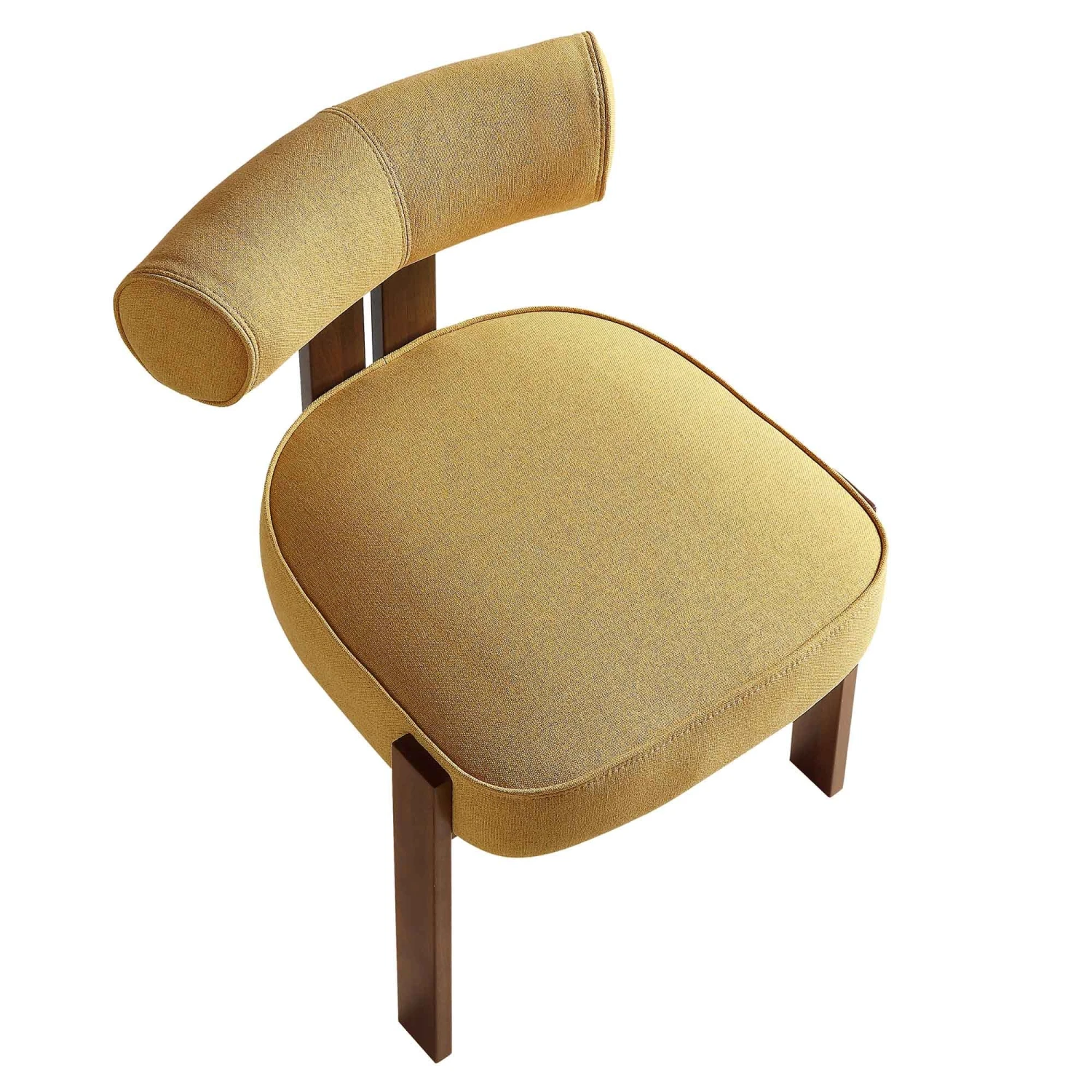 Ophelia Honey Gold Yellow Fabric - Velvet Touch Walnut Metal Frame Curved Dining Chair 10 Ophelia Honey Gold Yellow Fabric - Velvet Touch Walnut Metal Frame Curved Dining Chair - Image 10