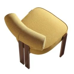 Ophelia Honey Gold Yellow Fabric - Velvet Touch Walnut Metal Frame Curved Dining Chair 25 Ophelia Honey Gold Yellow Fabric - Velvet Touch Walnut Metal Frame Curved Dining Chair -Daals Store DCH 2187 YELLOW FAB WALN WB7