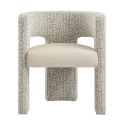 Greenwich Taupe Boucle & Beige Faux Leather Dining Chair - Modern Curved Back Accent Seat 22 Greenwich Taupe Boucle & Beige Faux Leather Dining Chair - Modern Curved Back Accent Seat -Daals Store DCH 2259 A WB1