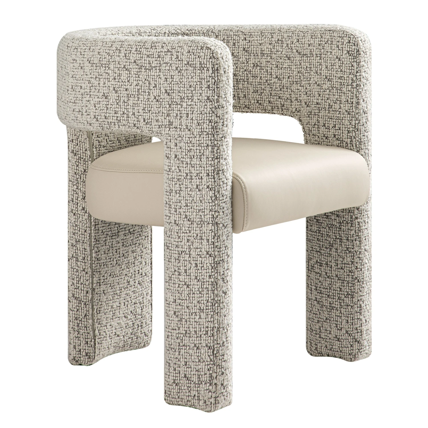 Greenwich Taupe Boucle & Beige Faux Leather Dining Chair - Modern Curved Back Accent Seat 8 Greenwich Taupe Boucle & Beige Faux Leather Dining Chair - Modern Curved Back Accent Seat - Image 8