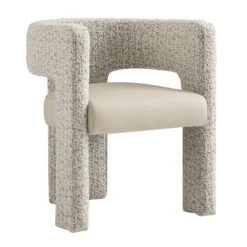 Greenwich Taupe Boucle & Beige Faux Leather Dining Chair - Modern Curved Back Accent Seat 25 Greenwich Taupe Boucle & Beige Faux Leather Dining Chair - Modern Curved Back Accent Seat -Daals Store DCH 2259 A WB3