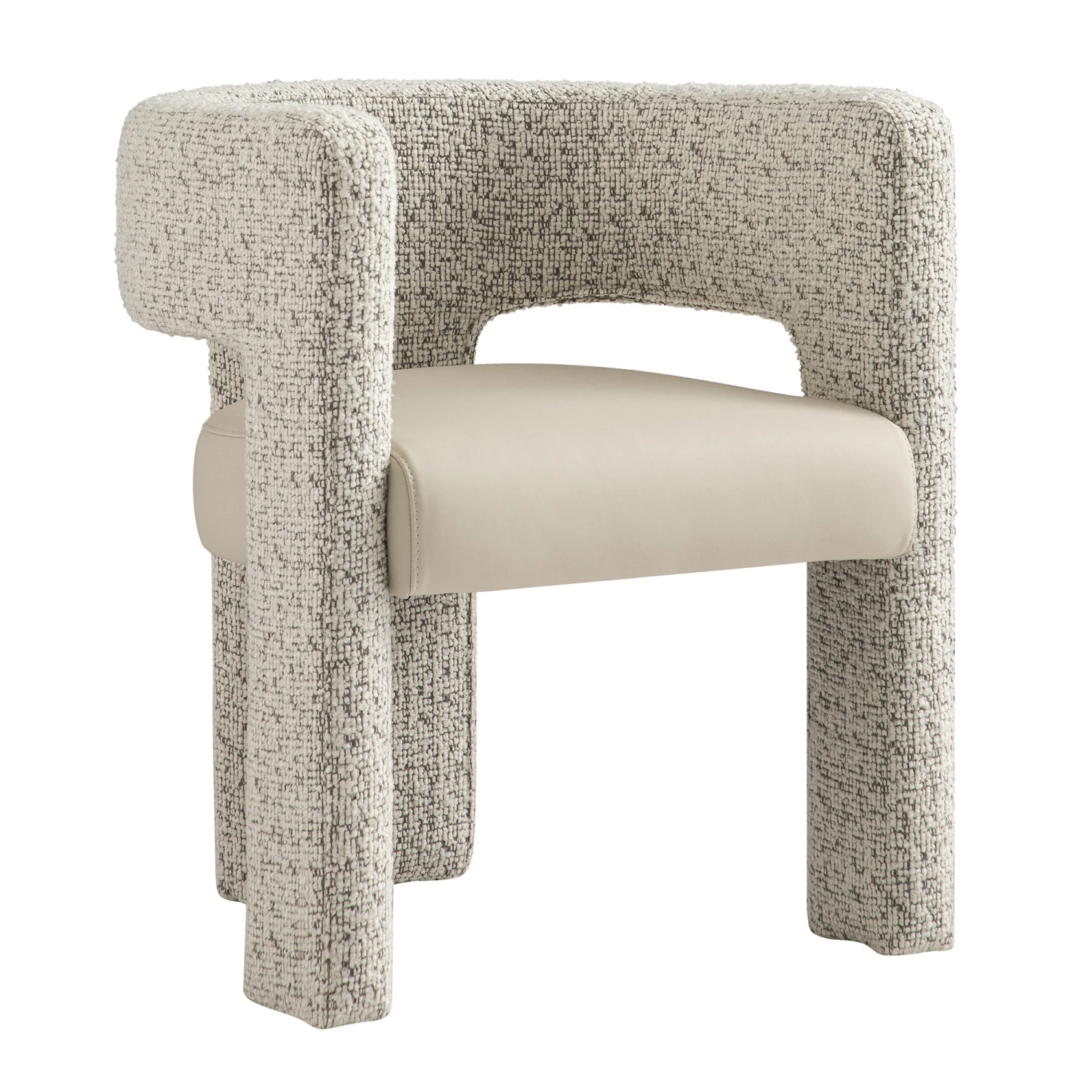 Greenwich Taupe Boucle & Beige Faux Leather Dining Chair - Modern Curved Back Accent Seat 10 Greenwich Taupe Boucle & Beige Faux Leather Dining Chair - Modern Curved Back Accent Seat - Image 10