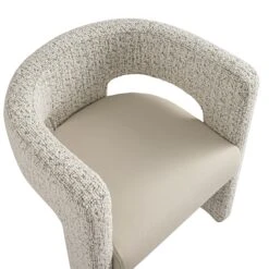 Greenwich Taupe Boucle & Beige Faux Leather Dining Chair - Modern Curved Back Accent Seat 28 Greenwich Taupe Boucle & Beige Faux Leather Dining Chair - Modern Curved Back Accent Seat -Daals Store DCH 2259 A WB6