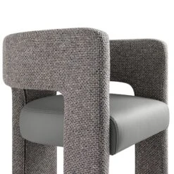 Greenwich Grey & Blue Textured Fabric And Grey Faux Leather Seat Dining Chair 19 Greenwich Grey & Blue Textured Fabric And Grey Faux Leather Seat Dining Chair -Daals Store DCH 2259 B detail2