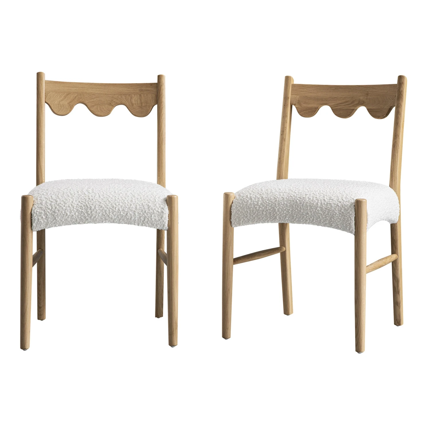 Ludlow Set Of 2 Dining Chairs, Ecru Boucle | Natural Oak Frame 1 Ludlow Set Of 2 Dining Chairs, Ecru Boucle | Natural Oak Frame