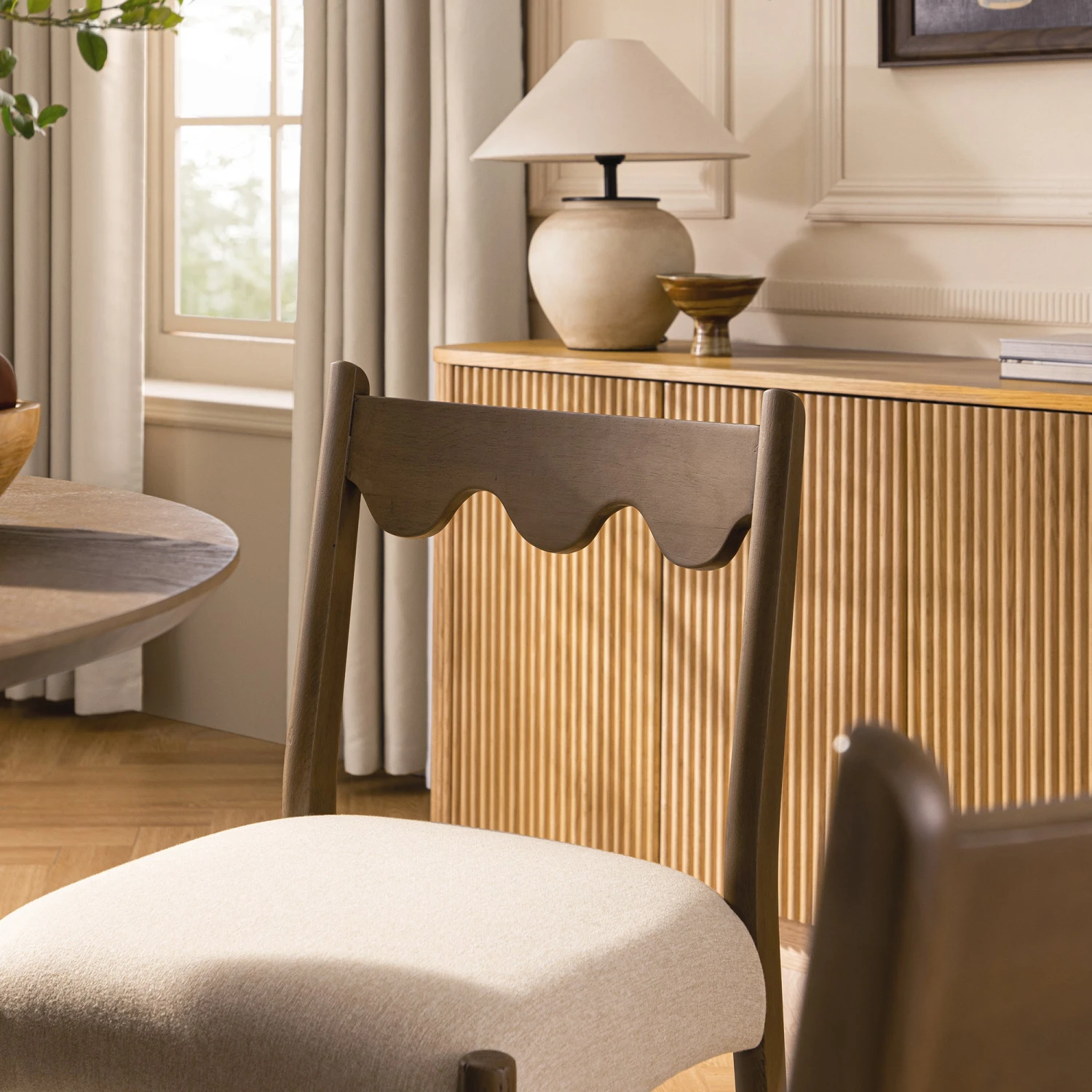 Ludlow Set Of 2 Dining Chairs, Oatmeal Fabric | Silver Oak Frame 4 Ludlow Set Of 2 Dining Chairs, Oatmeal Fabric | Silver Oak Frame - Image 4