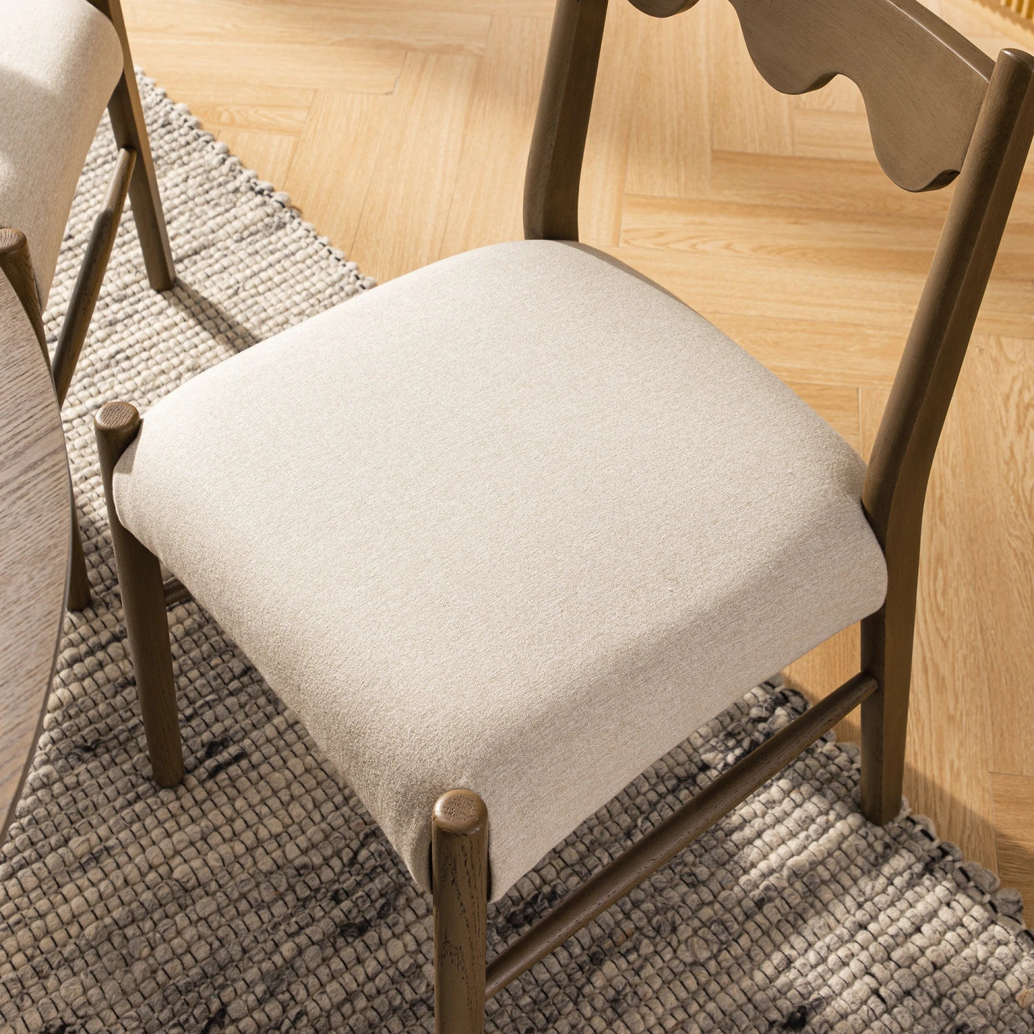 Ludlow Set Of 2 Dining Chairs, Oatmeal Fabric | Silver Oak Frame 5 Ludlow Set Of 2 Dining Chairs, Oatmeal Fabric | Silver Oak Frame - Image 5