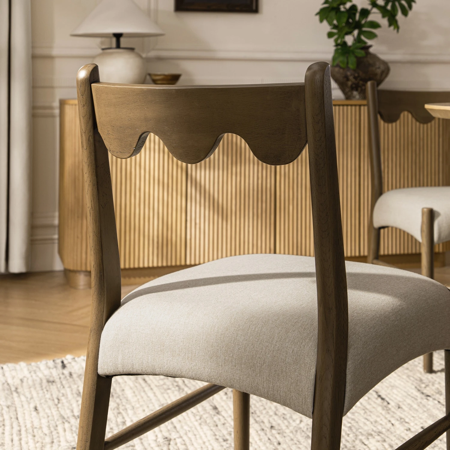 Ludlow Set Of 2 Dining Chairs, Oatmeal Fabric | Silver Oak Frame 6 Ludlow Set Of 2 Dining Chairs, Oatmeal Fabric | Silver Oak Frame - Image 6