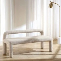 Libby Light Taupe Boucle 3 Seater Dining Bench