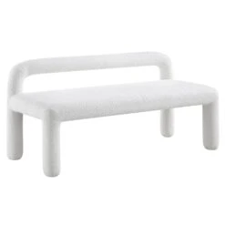 Libby Snow White Boucle 3 Seater Dining Bench β Geometric Sculptural Block Leg Bench 12 Libby Snow White Boucle 3 Seater Dining Bench β Geometric Sculptural Block Leg Bench -Daals Store DCH 4320 WHITE BOUCLE WB1