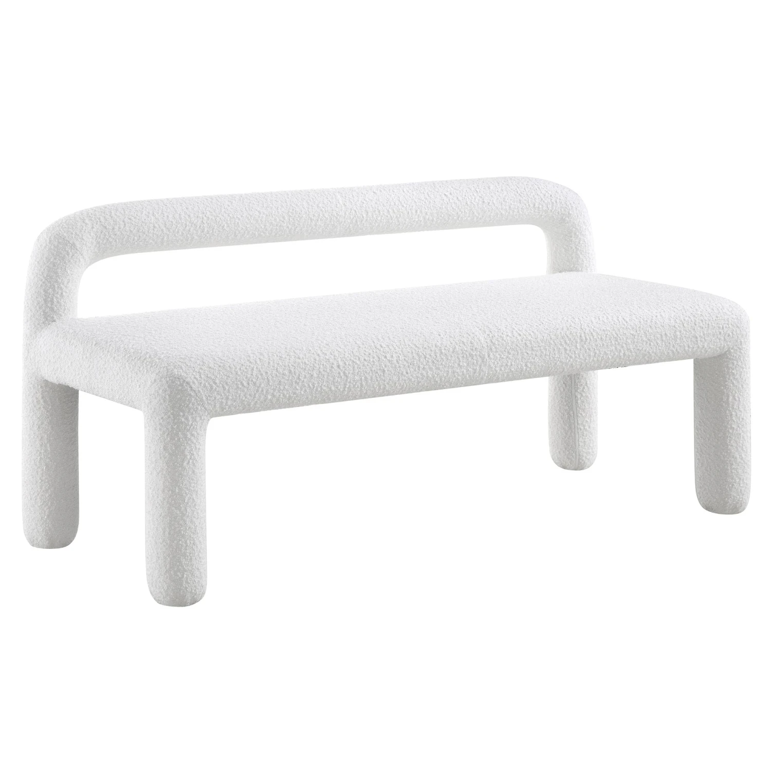 Libby Snow White Boucle 3 Seater Dining Bench β Geometric Sculptural Block Leg Bench 3 Libby Snow White Boucle 3 Seater Dining Bench β Geometric Sculptural Block Leg Bench - Image 3