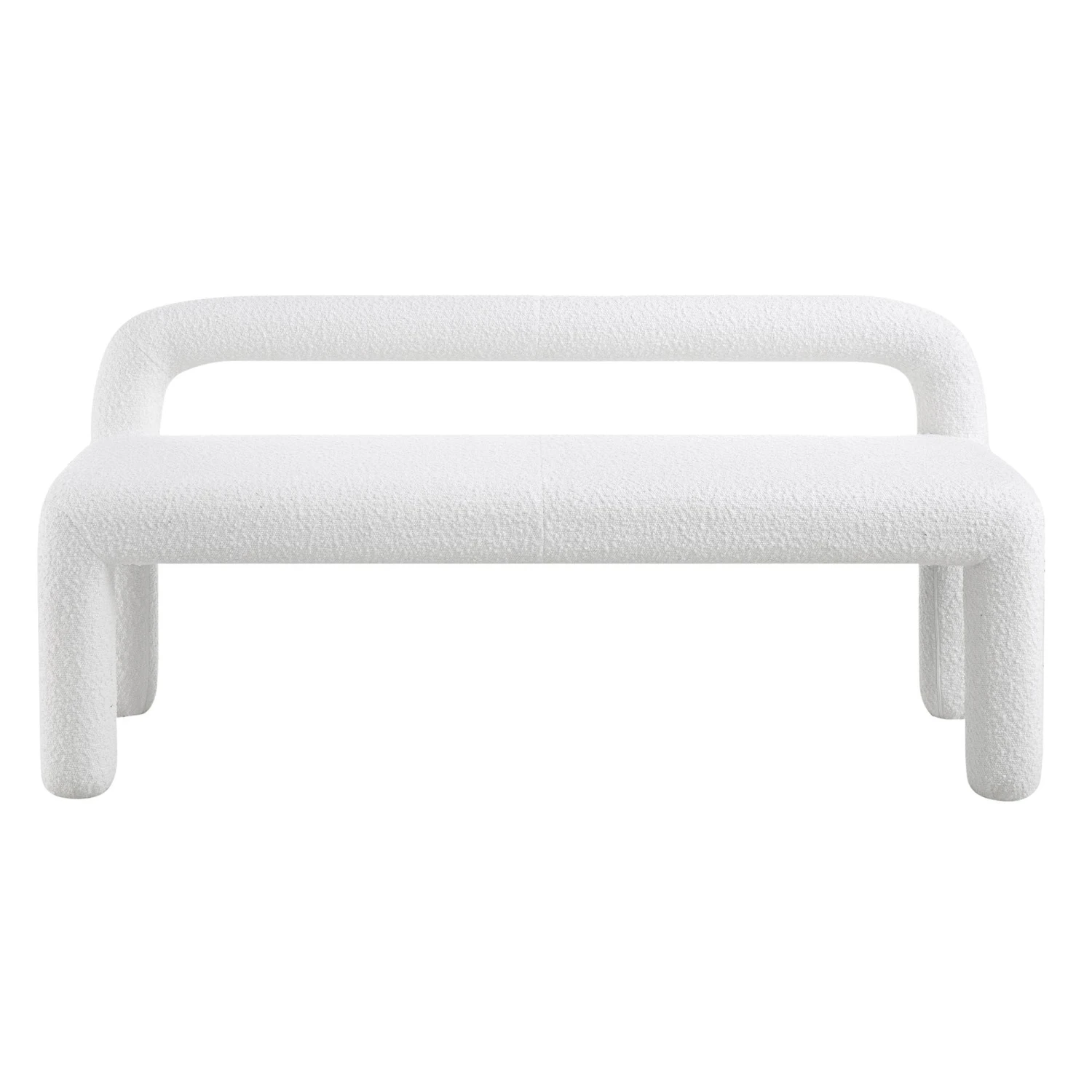 Libby Snow White Boucle 3 Seater Dining Bench β Geometric Sculptural Block Leg Bench 4 Libby Snow White Boucle 3 Seater Dining Bench β Geometric Sculptural Block Leg Bench - Image 4