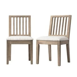 Hemingford Set Of 2 Beige Textured Fabric Bobbin Spindle Washed Oak Dining Chairs 15 Hemingford Set Of 2 Beige Textured Fabric Bobbin Spindle Washed Oak Dining Chairs -Daals Store DCH 511 BEIGEWOV WASH 2P WB1