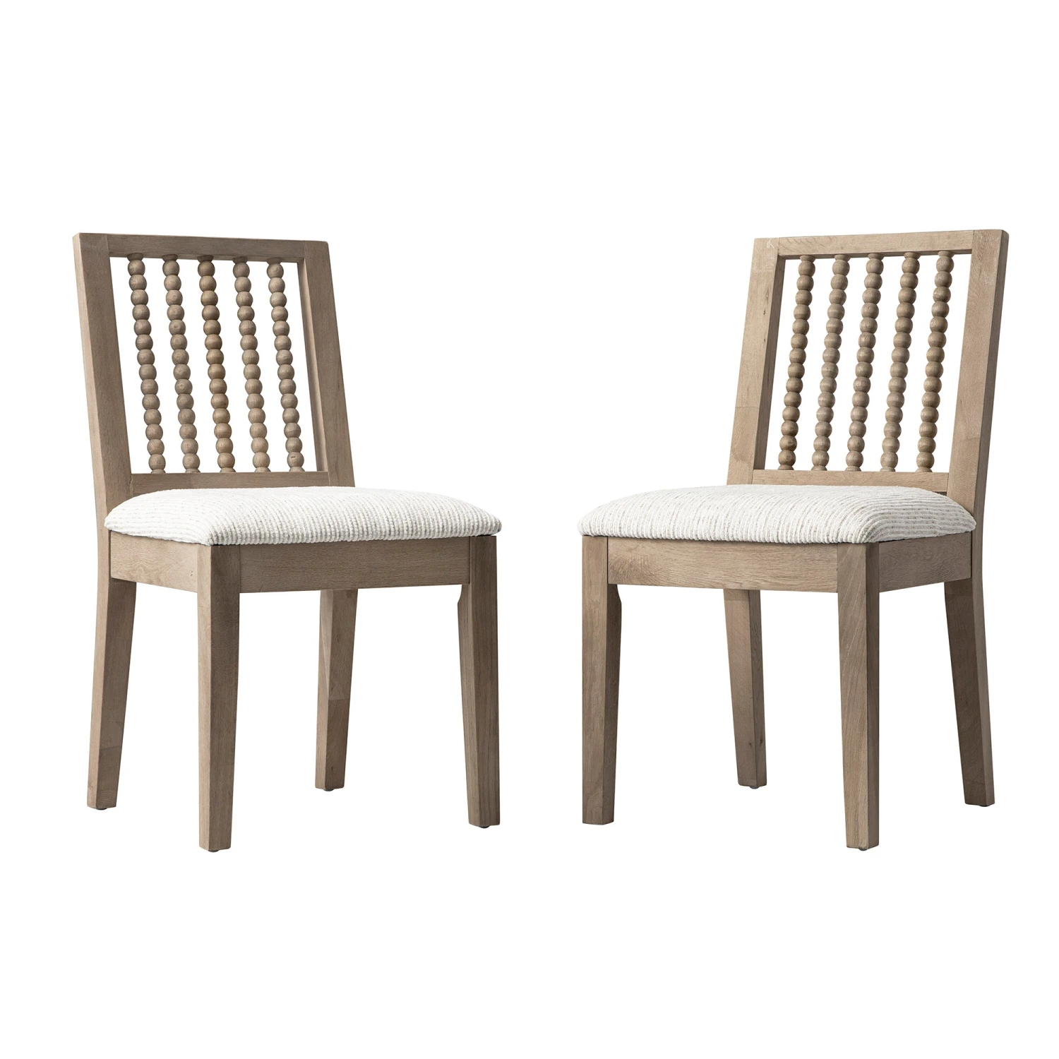 Hemingford Set Of 2 Beige Textured Fabric Bobbin Spindle Washed Oak Dining Chairs 4 Hemingford Set Of 2 Beige Textured Fabric Bobbin Spindle Washed Oak Dining Chairs - Image 4