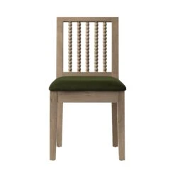 Hemingford Set Of 2 Moss Green Velvet Bobbin Spindle Washed Oak Dining Chairs -Daals Store DCH 511 MOSSVEL WASH 2P WB3
