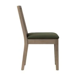 Hemingford Set Of 2 Moss Green Velvet Bobbin Spindle Washed Oak Dining Chairs -Daals Store DCH 511 MOSSVEL WASH 2P WB5