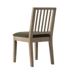 Hemingford Set Of 2 Moss Green Velvet Bobbin Spindle Washed Oak Dining Chairs -Daals Store DCH 511 MOSSVEL WASH 2P WB6