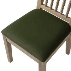 Hemingford Set Of 2 Moss Green Velvet Bobbin Spindle Washed Oak Dining Chairs -Daals Store DCH 511 MOSSVEL WASH 2P detail2