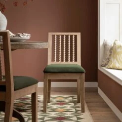 Hemingford Set Of 2 Moss Green Velvet Bobbin Spindle Washed Oak Dining Chairs -Daals Store DCH 511 MOSSVEL WASH 2P scene2