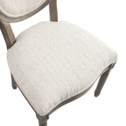 Lainston Set of 2 Beige Bouclé Upholstered Dining Chairs with Weathered Oak Frame - French Provincial Style -Daals Store DCH 88 BEIGEWOV WTH 2P detail3