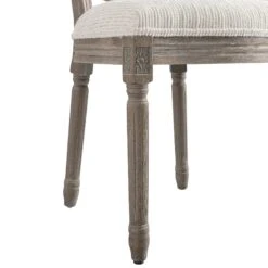 Lainston Set of 2 Beige Bouclé Upholstered Dining Chairs with Weathered Oak Frame - French Provincial Style -Daals Store DCH 88 BEIGEWOV WTH 2P detail4